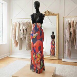 Fairycore 90's Inspired Strappy Maxi Open Back Floral Boho Dress Size Small